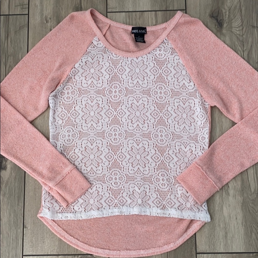 Wet Seal Junior lace Top Sweatshirt Size S